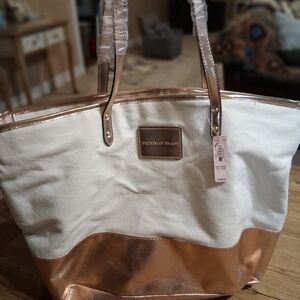 Victoria's Secret White and Gold Tote Bag